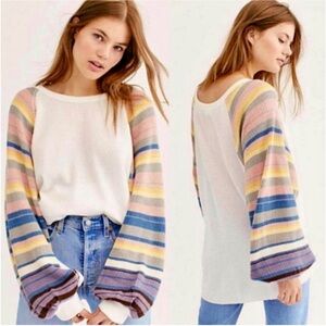 Free People We the Free Rainbow Dreams Balloon Sleeve Sweater sz S